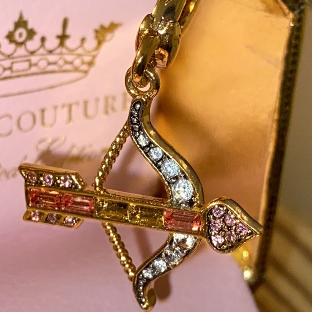 Juicy Couture PAVE PINK BOW AND ARROW CHARM CUPID LOVE STRUCK SWAROVSKI CRYSTALS